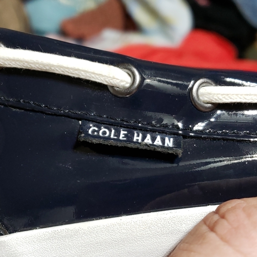 Cole haan navy blue patent leather boat shoes - Picture 8 of 8
